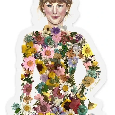 Taylor Swift in Florals Clear Sticker