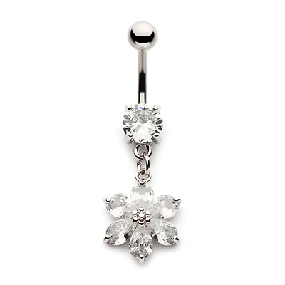 Flower With Teardrop Petals Dangle Navel
