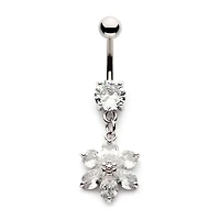 Flower With Teardrop Petals Dangle Navel