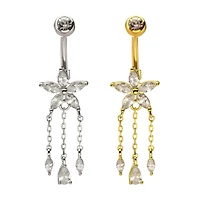 Flower Marquise Petals With Triple Gem Dangle