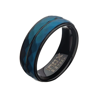 Matte Blue Double Hammered Ring Size 11