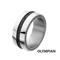 Steel With Black CZ Inlay Ring Size