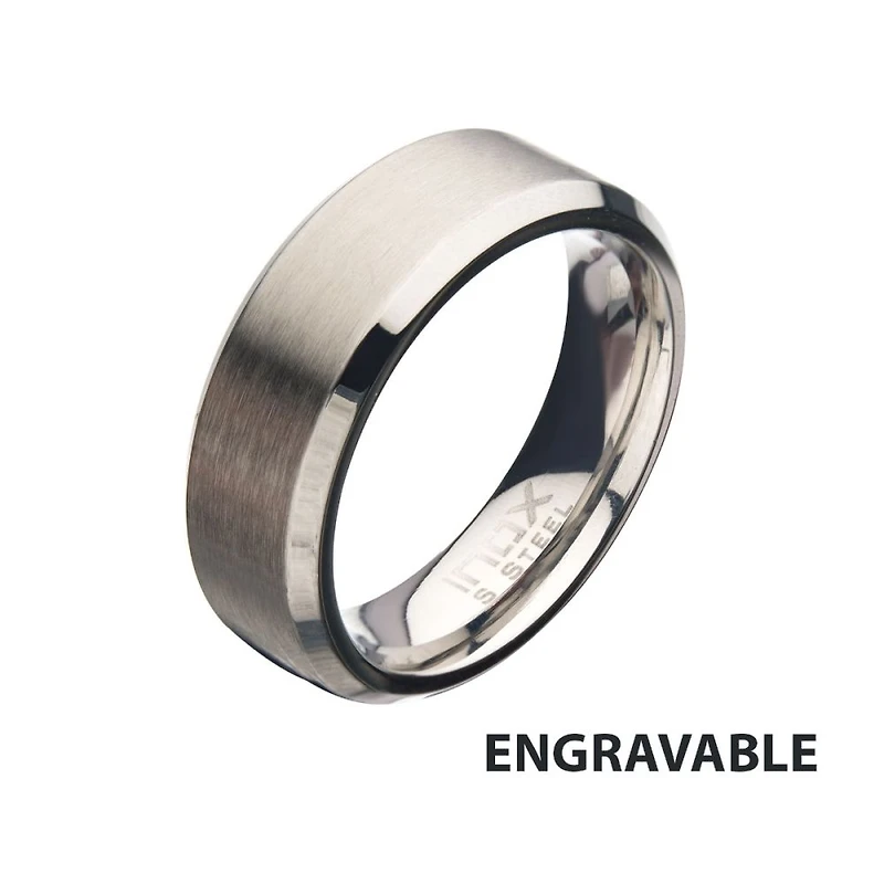 Steel Matte Beveled Ring 8mm Size 11.5