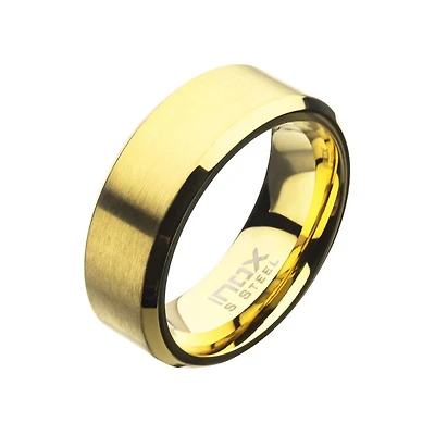 Matte Gold Beveled 8mm Ring