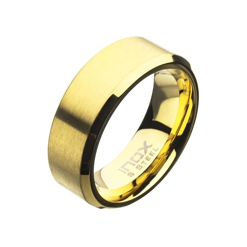 Matte Gold Beveled 8mm Ring