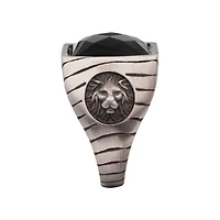 Steel Lion/Blk Agate Ring Size 12