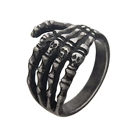 Antiqued Steel Skeleton Hand Ring Size