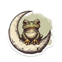 Frog On Moon Sticker