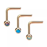 20g PVD L-Shape 2mm Opal Bezel Set Gem