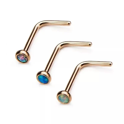 Gema engastada con bisel de ópalo de 2 mm en forma de L de PVD de 20 g