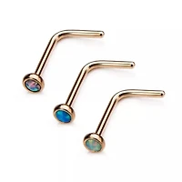 20g PVD L-Shape 2mm Opal Bezel Set Gem