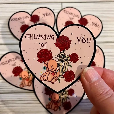 Thinking Of You, Vinyl Sticker Heart Shape