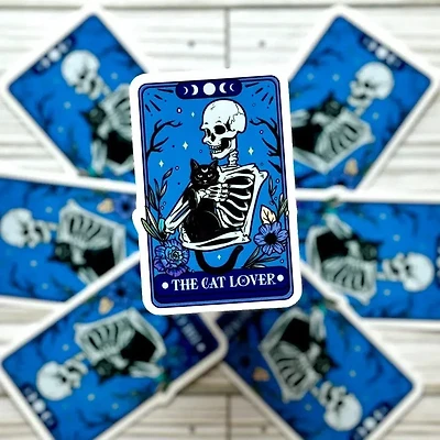 La carta del tarot amante de los gatos Pegatina