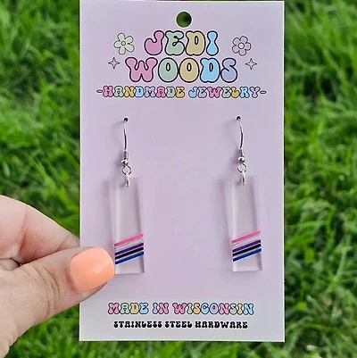 Genderfluid Acrylic Pride Flag Earrings