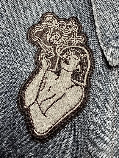 Get Lost Girl Smoking Embroidered Iron-On Patch