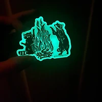 Glow in the Dark Raccoon Bonfire Sticker