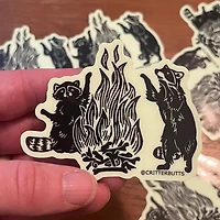 Glow in the Dark Raccoon Bonfire Sticker
