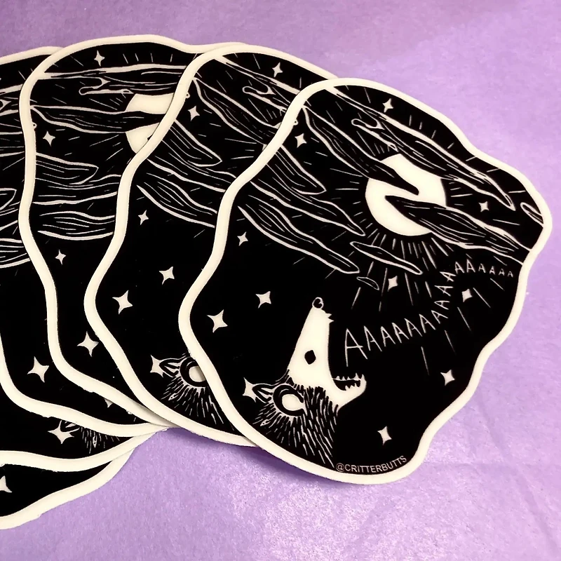 Glow in the Dark Screaming Possum Sticker