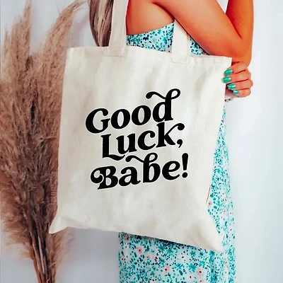 Good Luck Babe Tote Bag Beige