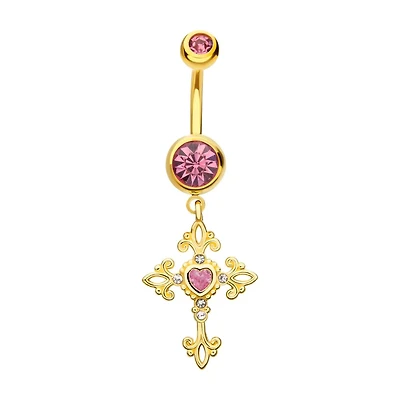 Cross Gothic Style With Heart Navel