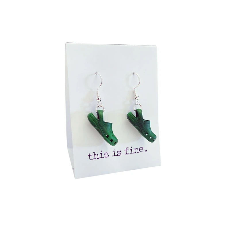 I Don't Want To Croc About It Green Earrings