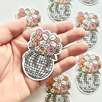 Groovy Disco Ball Flowers Sticker