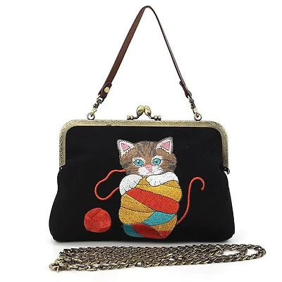 Cat in Yarn Kisslock Bag