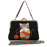 Cat in Yarn Kisslock Bag