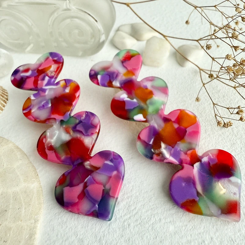 Love Is A Battlefield Quadruple Heart Duckbill Hair Clip In Burano
