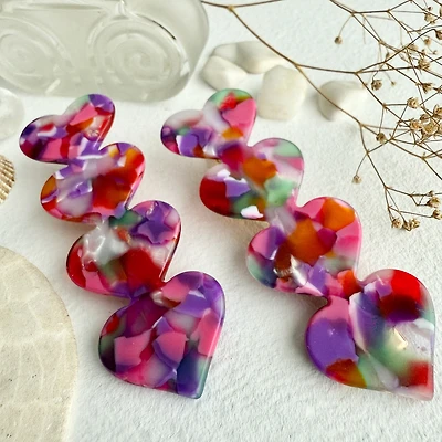 Love Is A Battlefield Quadruple Heart Duckbill Hair Clip In Burano