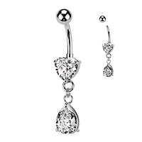 Heart And Teardrop Prong Dangle Navel