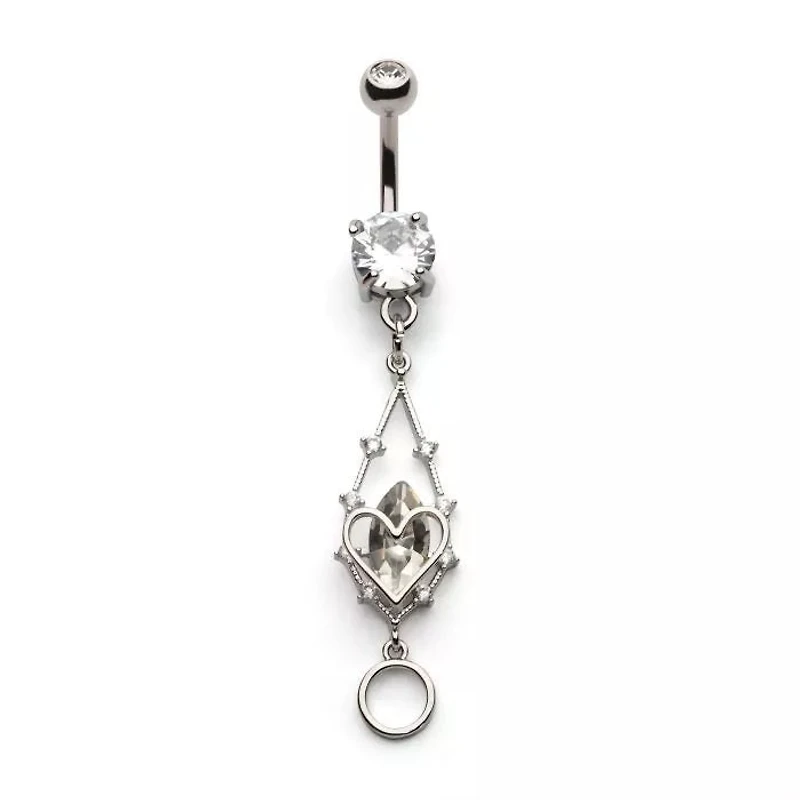 Heart Drop With Marquise Gem & Circle