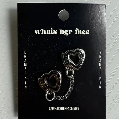 Enamel Heart Handcuff Black And Silver Pin