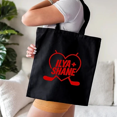 Heart Ilya & Shane Black W Red Heart Tote Bag
