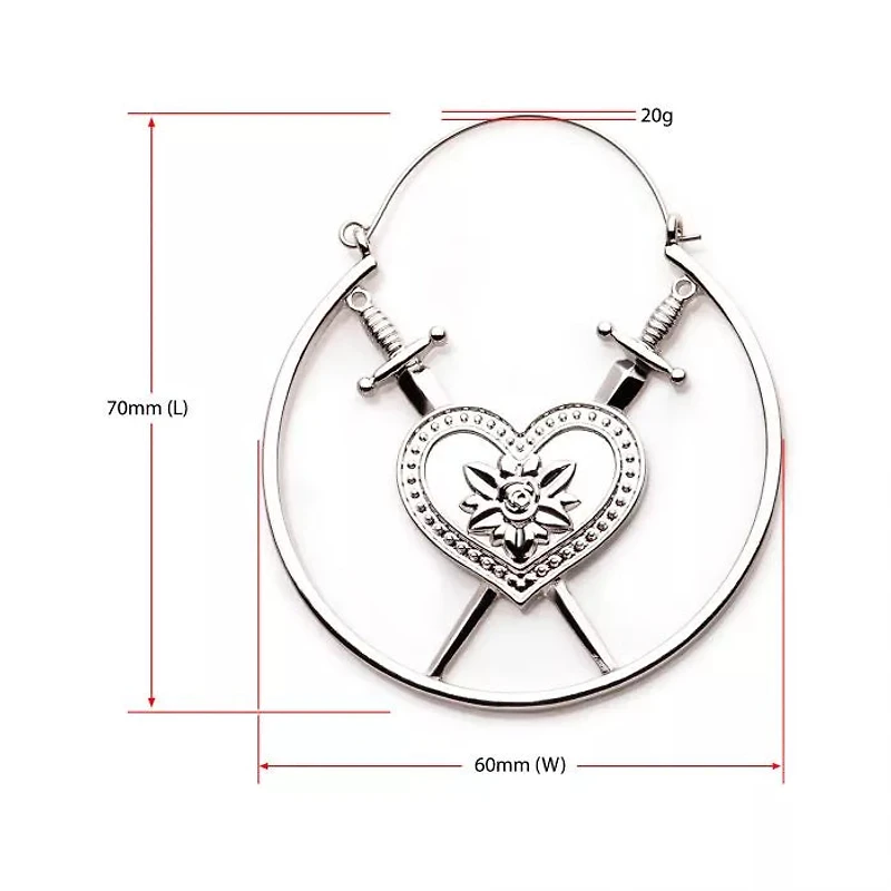Heart Rose With Dagger Plug Hangers