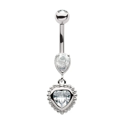 Heart And Tear Gem Beaded Edge Dangle