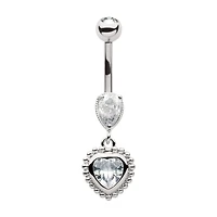 Heart And Tear Gem Beaded Edge Dangle