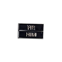 He/Him Silver Black Pronoun Pin