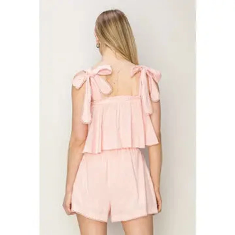 Babydoll Crop Shoulder Tie Top