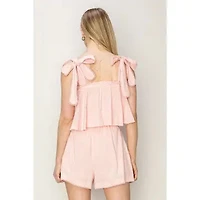 Babydoll Crop Shoulder Tie Top
