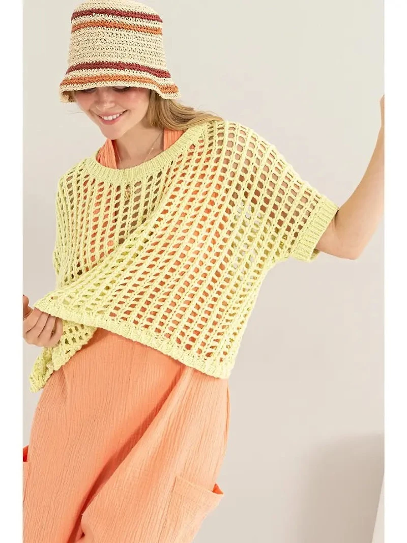 Open Stitch Oversized Sweater Top