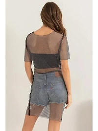 FISHNET RHINESTONE EMBELLISHED DRESS
