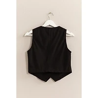 V Neck Buttoned Corduroy Vest
