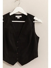 V Neck Buttoned Corduroy Vest
