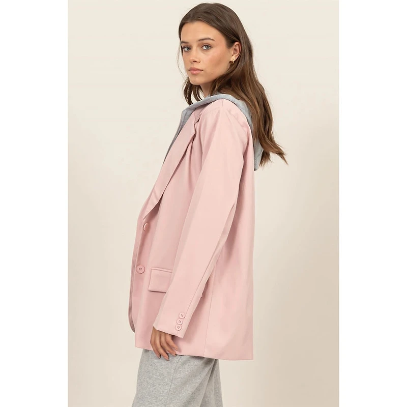 Relaxed Twofer Blazer With Hoodie