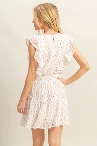 Ditsy Floral Print Ruffle Mini Dress