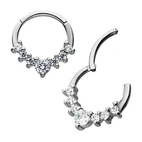 7 Prong Gem Hinged Hoop