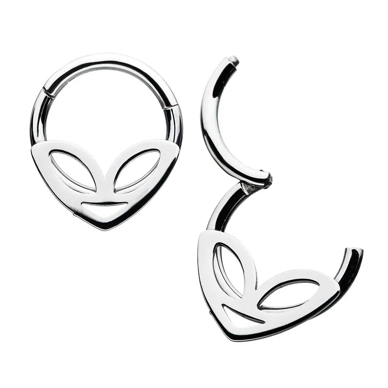 Alien Face Hinged Hoop 16g