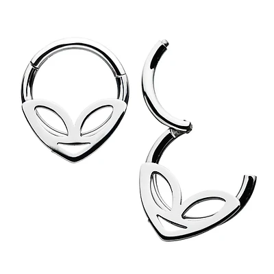Alien Face Hinged Hoop 16g