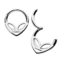 Alien Face Hinged Hoop 16g